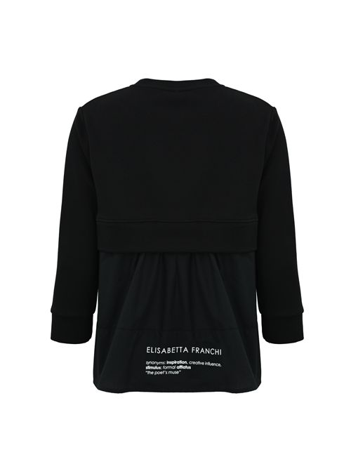 Maglia in felpa con taschino e stampa Nero Elisabetta Franchi | MD00656E2110